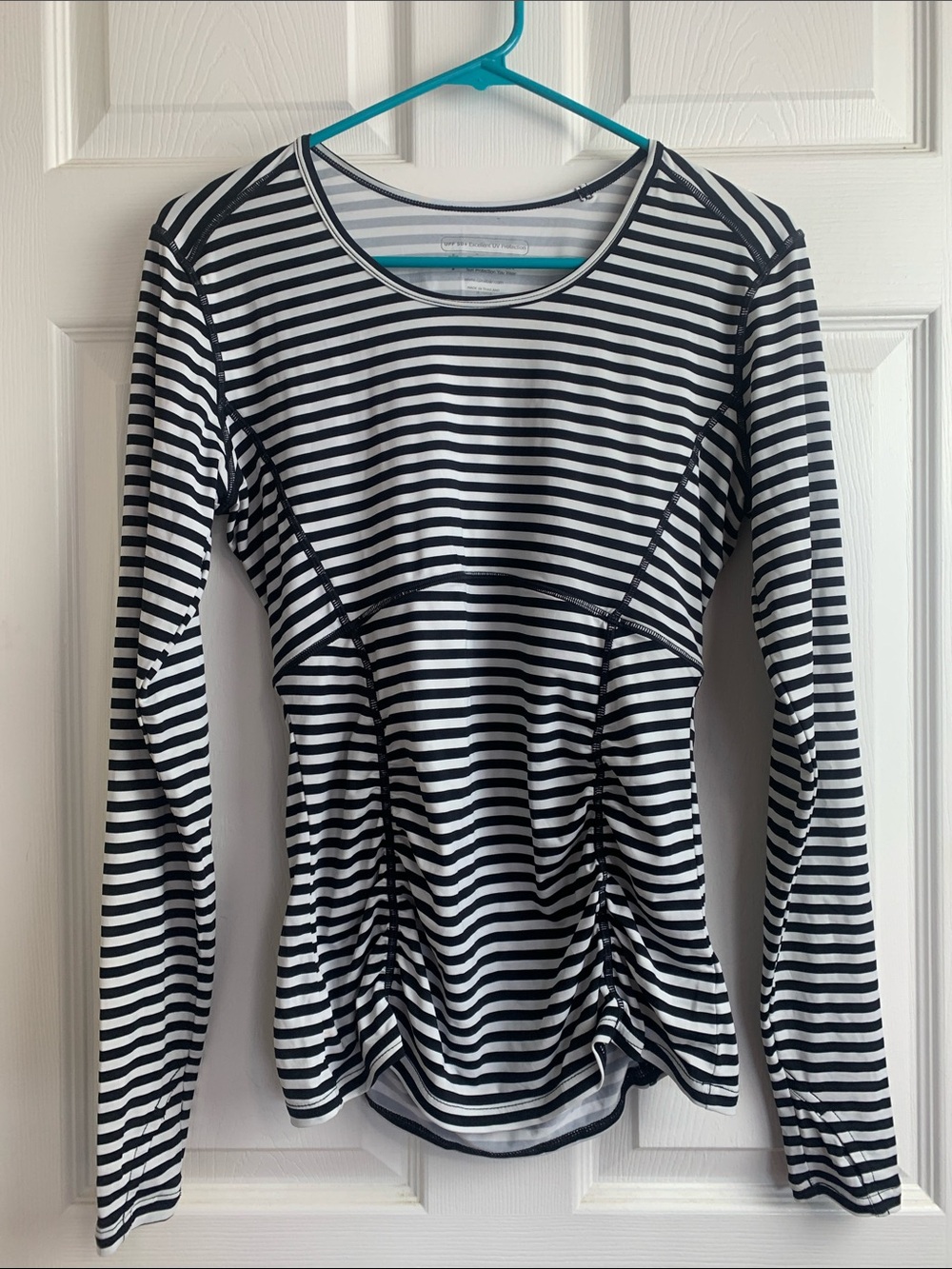 Coolibar UPF50+Black & White Striped Long-Sleeve Sun Shirt